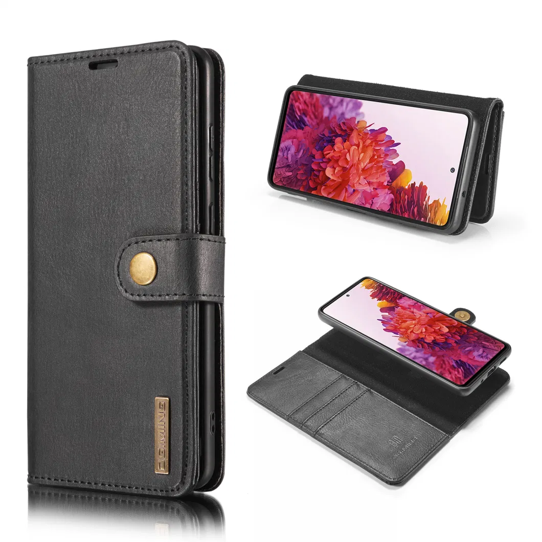 Dg. Ming Detachable 2-in-1 Split Leather Wallet Shell + PC Back Case for Samsung Galaxy S20 Fe/S20 Fan Edition/S20 Fe 5g/S20 Fan Edition 5g/S20 Lite - Black