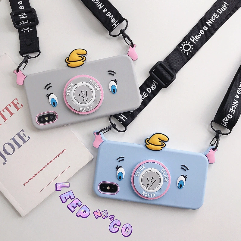 Factory Customize Soft Silicone Rubber Cute Dumbo iPhone Xsmax Case Silicone iPhone 8 Plus Mobile Phone Cover
